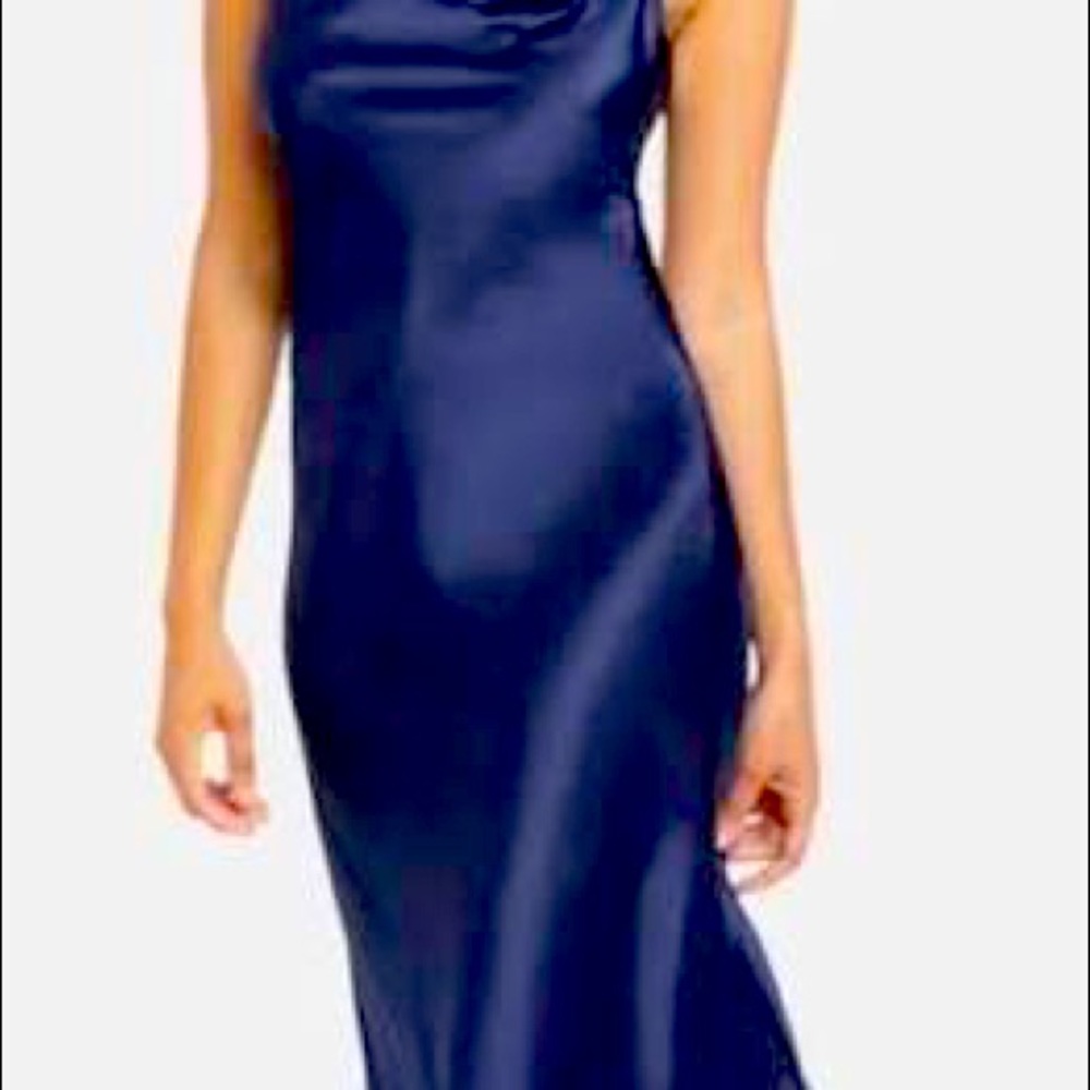 Women's Navy Satin Slip Dress